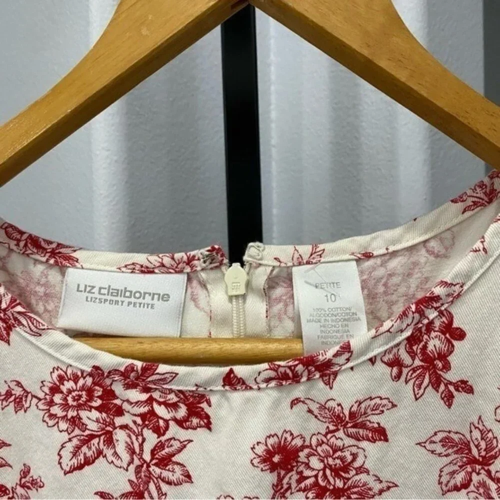 Sport By Liz Claiborne Floral Dress Mini Res White Cottagecore Farmhouse Sz 10 - Picture 3 of 6